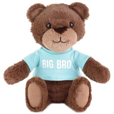 China Hot Selling Custom Plush Teddy Bears With Logo On T Shirt Baby Girl Blue Bear for sale