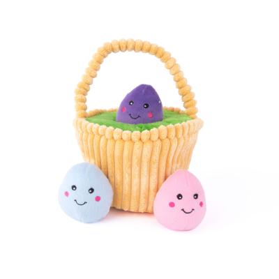 China Wholesale Stuffed Plush Easter Basket Easter Decoration Rabbit Animals Toys for sale