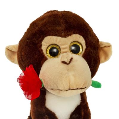 China Customized Valentine's Day Gift Box Stuffed Plush Monkey Toys With Rose In Mouse for sale