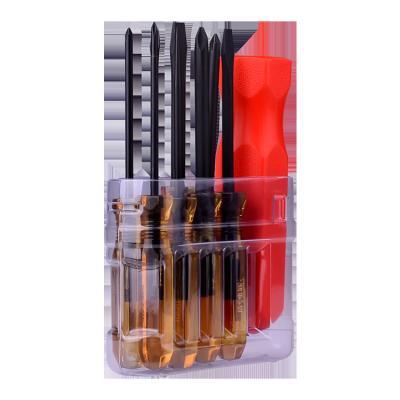 China Household Use Cr-V Steel Material Screwdriver Tool Kit 9 Pcs Set Household Use Orange Rubber Handle for sale