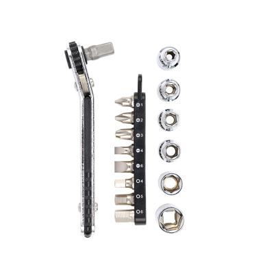 China Household Use High Quality 16 Pcs Slim Ratchet Wrench Set With Plugs And Bit Angled Straight Type for sale