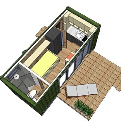 China Modern 20ft Prefab Shipping Container House Use With One Bedroom One Bathroom for sale