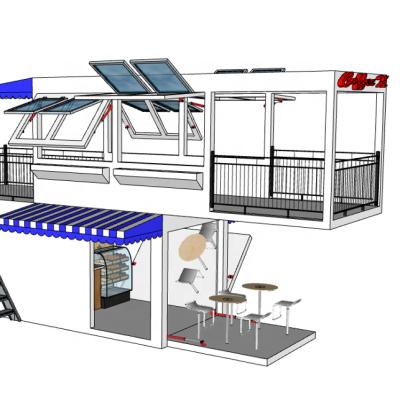 China Outdoor Modern Prefab Parking Lot Cafe Contain 20Ft Portable Shipping Container Bar Container Cafe Cafe for sale