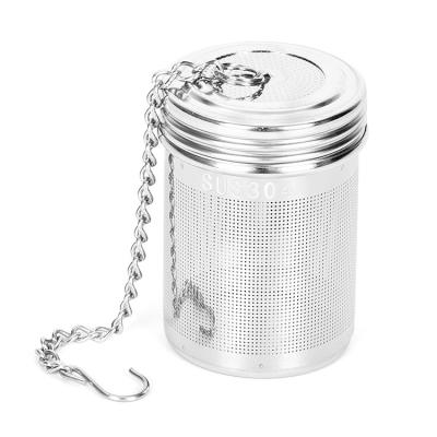 China Sustainable Chain Bullet Mesh Strainer Loose Leaf Tea Cooker Basket Tea Filter Infuser Set With Extended Chain for sale