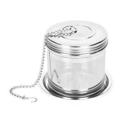 China Sustainable Stainless Steel Tea Infuser Tea Strainer Filter On Mugs Lid Reusable Extra Fine Mesh Brewing Loose With Chain for sale