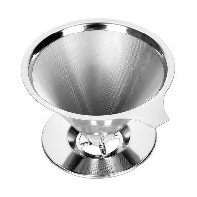 China Sustainable Stainless Steel Coffee Filter Coffee Dripper Reusable Paperless Pour Over Drip Stainless Steel Coffee Cone Filter for sale