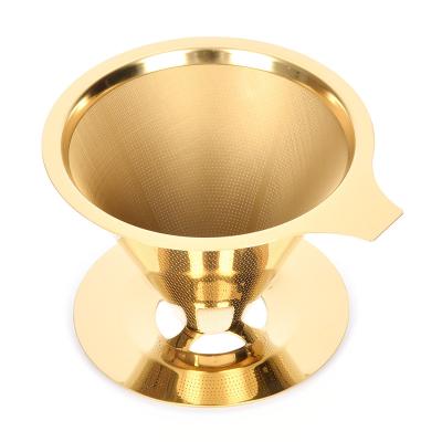 China Sustainable Reusable Coffee Filter Drip Strainer Coffee Dripper Stainless Steel Metal Gold Mesh Strainer Cone Coffee Filter for sale