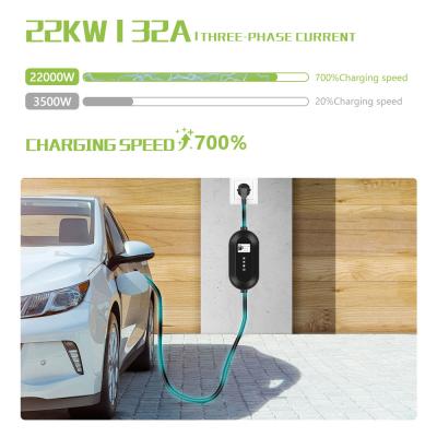 China Type 2 3 Phase 22KW 32A Ev Charging Car Portable Ev Charger Wallbox Fast Electric Charging Station for sale