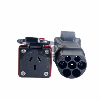 China BLACK AOTAI Type2 to AC 220V 7KW Adaptor for Type2 Charger Station Type2 to AU Type I socket charging Discharger for sale