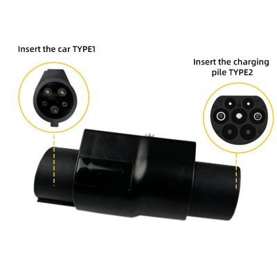 China e-mingze Type2 to Type1 EV Charging Adaptor Secure Your Charging with Antiflaming Fireproof Rubber Hose for sale