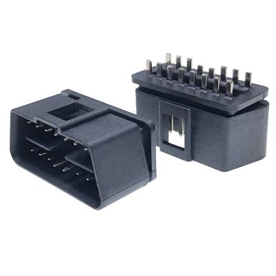 China Tata Vehicle Fitment OBDII Male Connector with Lock and OBD 2 Molding Enclosure -20- 80degree for sale