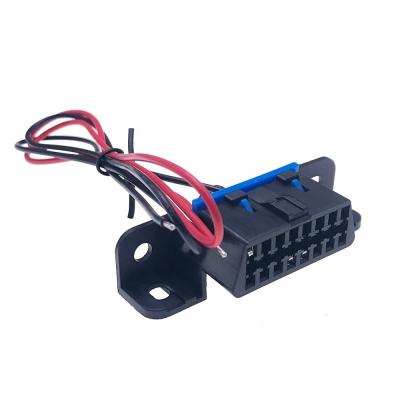 China Materail ABS/PVC OBD II J1962F OBD2 16 Pin Female Connector Dash Port Open Tinned Wire Pigtail DIY with Underdash Bracket for sale