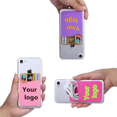 China 2023 Custom Self-adhesive Rubber Logo Printed Silicone Card Holder Mobile Phone Accessories Soft New Arrival Instrument Card Holders for sale