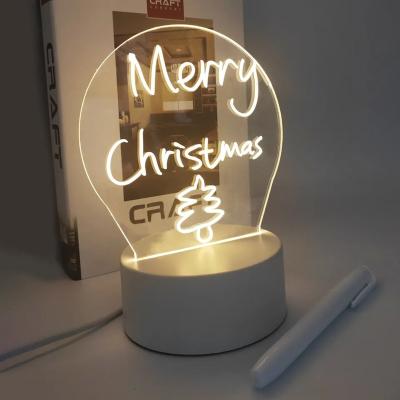 China Gifts & Opens Note Custom Creative Creative LED Note Light Board 3D Message Board Shape Gifts USB Rechargeable 3D Rewrite Lamp for sale