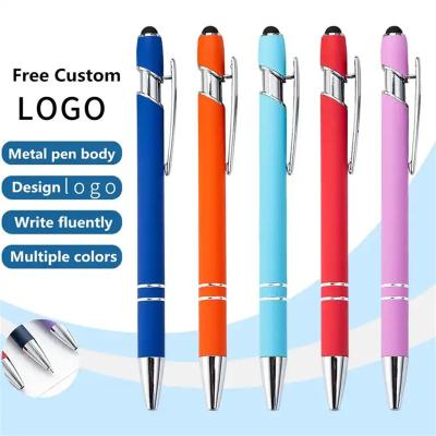 China All Kinds Metal Promotional Aluminum Pens Ballpoint Pens 3 In 1 Multifunctional Ball Stylus Soft Touch Touch Screen Pen With Custom Logo for sale