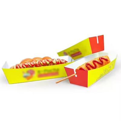 China Custom Printed Logo Hot Dog Boxes  Sandwich Bags  Kraft Paper Fast Food Packaging for sale