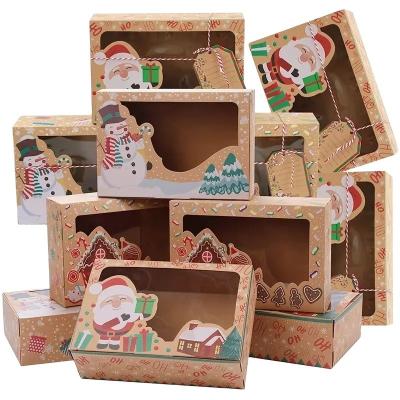 China Empty Single Wall Cardboard Kraft Festival Gift Boxes Christmas Cookie Candy With Clear Window for sale