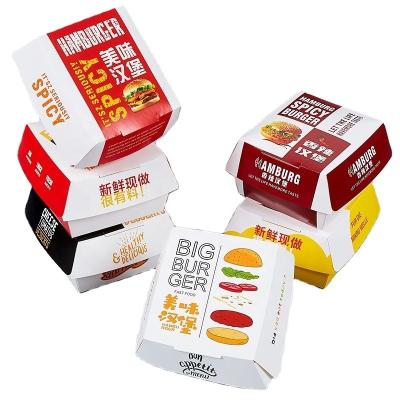 China Pizza branca de qualidade alimentar frita frango para levar caixa de hambúrguer de papel kraft reciclável logotipo personalizado à venda