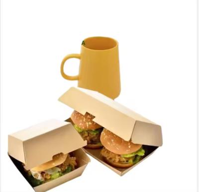 China Niedrige MOQ-Kustom-Umweltfreundliche, biologisch abbaubare Kraftpapier-Hamburger-Boxen. zu verkaufen