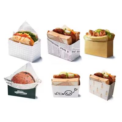 China Großhandels-Burger-Boxen mit individueller Größe. Einweg-Fastfood-Papierverpackungen. zu verkaufen