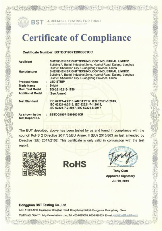 RoHS - Shenzhen Bright Technology Industrial Ltd.