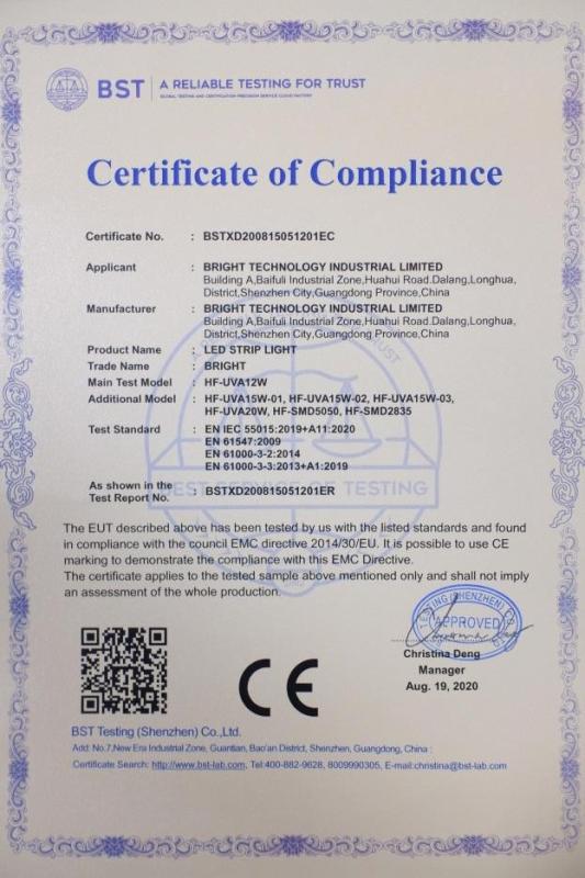 CE - Shenzhen Bright Technology Industrial Ltd.