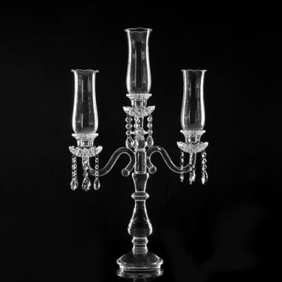 China Unique Wholesale Art Crystal Glass Modern 3am Candelabra Weddings Table Decor Centerpieces Centerpieces Tall Tube Candle Holders With Lamp Shade for sale