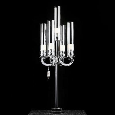 China 5 Modern Simple Crystal Tube Candle Holders Wedding Candelabra Glass Lights Decorative Pillar Clear Table Centerpieces Long On Sale for sale