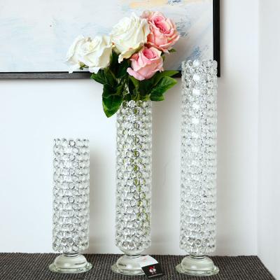 China K9 Crystal& Wholesale Clear Handmade Tall Crystal Glass Flower Vase Crystal Flower Stand Wedding Decoration For Round Vase Table Centerpieces for sale