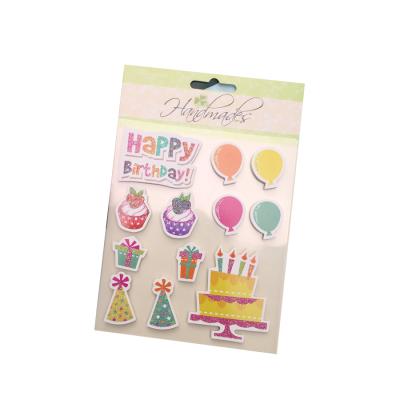 China Custom Layered Happy Birthday Sticker Paper Glitter Stickers Cake Design Gift Stickers For Kids Scrapbooking for sale