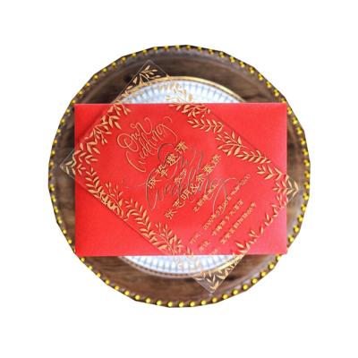 China Wedding Party Event Decoration Customized China Red Acrylic Invitation Card With Envelope For Wedding Party for sale