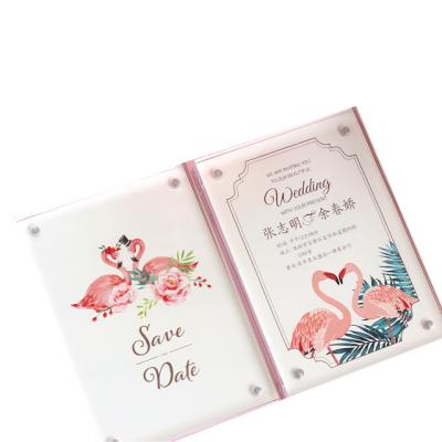 China Wedding Party Event Decoration Customized Newcomer Clear Double Piece Acrylic Invitation Card With Paper For Wedding Party for sale