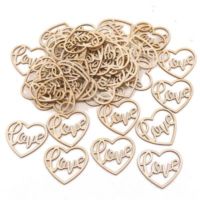 China Unfinished Wooden Craft Pieces Europe Heart Shapes Natural Wooden Embellishments Decoration For Kids DIY for sale