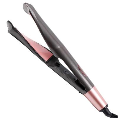 China Outer 2 in 1 Portable Gold Ceramic Hair Curler Straightener Mini Flat Iron Hair Straighteners Cordless Professional for Women for sale