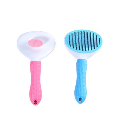 China Sustainable Pet-Care Pet Hair Grooming Brush One Button Click Comb Removes Loose Hair For Pets Dogs Cats for sale