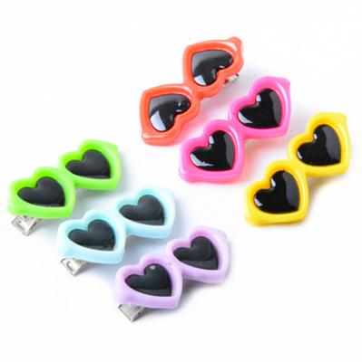 China New Viable Popular Korean Beautiful Heart Sunglasses Hairpins Dog Cat Hair Decorative Accessories for sale