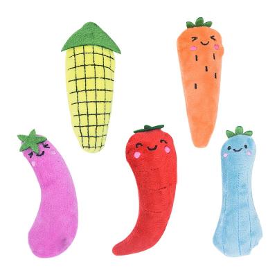 China Cat Toy Plant Stuffed Vegetable Catnip Stuffed Toy Pepper Corn Viable Pet Carrot Eggplant for sale