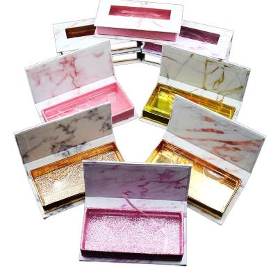 China 3D Mink Eyelash Package Boxes False Eyelashes Square Thick Marble Packaging Empty Eyelash Box Case Lashes Box Packaging Wimpers Doos for sale