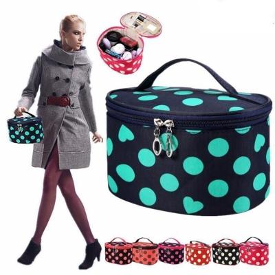 China Dot Printed Toiletry Bags Cosmetische Polka Dot Travel Pocket Cosmetic TAS Portable Organizer Cosmetic Bag Contemporary Travel Bag Makeup Case for sale