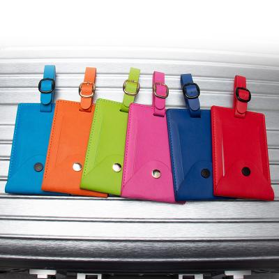 China Factory Wholesale Eco-friendly PU Leather Luggage Tag Boarding Tag Luggage Tag Card Holder Gift Can Print Logo for sale