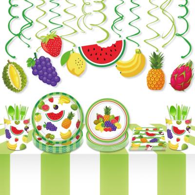 China 300g coated new arrival fruit party dishes cups napkins 300gsm paper plate disposable tableware set for sale