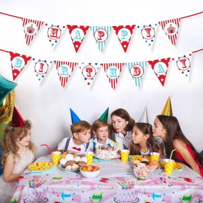 China BA142 Paper Banner Circus Party Themed Happy Birthday Party Banners Bunting Pennant For Kids for sale