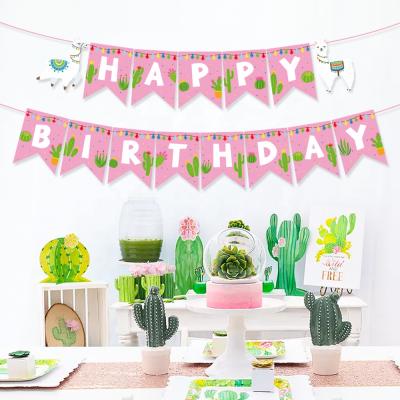 China 300g YISHU Flag Llama Happy Birthday Party Supplies Happy Birthday Banner DIY Alpaca Party Banner for sale