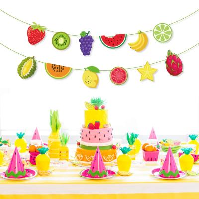 China colorful fruit shape paper banner DIY fruit party banner for kids birthday party decoration cheap price BA158 for sale