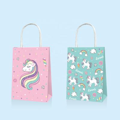 China BD026 Unicorn Gift Party Supplies Baby Shower Unicorn Favor Bag Pink Unicorn Candy Bag For Kids Birthday for sale