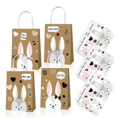 China Easter Gift Bags Easter Gift Bags With Handles And Stickers DIY Kids Treat Candy Bag Rabbit Design Gifts Wrapping Paper Handbags for sale