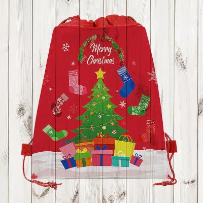 China Non Woven Fabrics Christmas Party Supplies Bag and Party Event Supplies String Bag Non Woven Material Backpack for Christmas Party Favors for sale