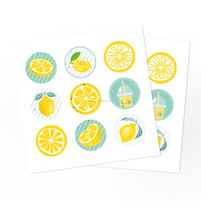 China Fresh Decorative Sticker Huancai Lemon Party Candy Sticker 1.5 Inch For Cookies, Wrap, Paper Bag for sale