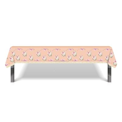 China Tea decoration tea tablecloth for little girls OEM disposable designer plastic table cover 130X220cm for sale