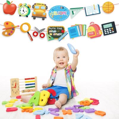 China Festival decoration BA265 new back to school supplier banner 14 PCS child party decoration DIY supplier disposable for sale